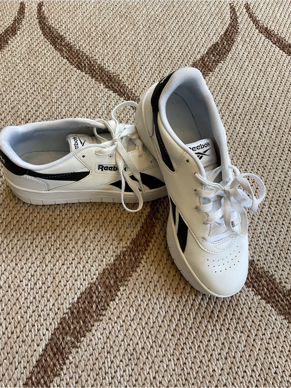 Reebok White and Black Low-Top Sneakers